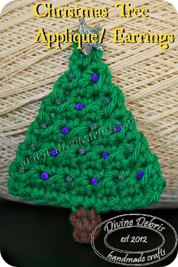 Christmas Tree Applique/ Earrings by DivineDebris.com