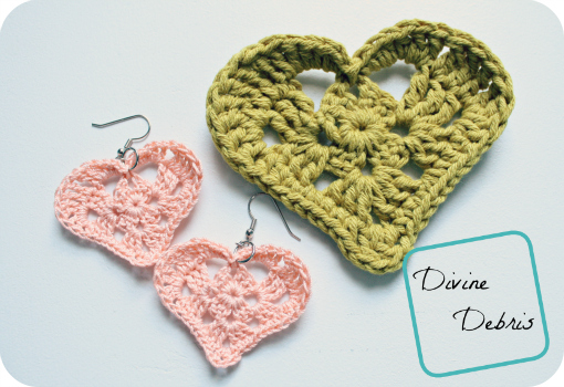Kylie Hearts Free Crochet Heart Applique and Earrings Patterns