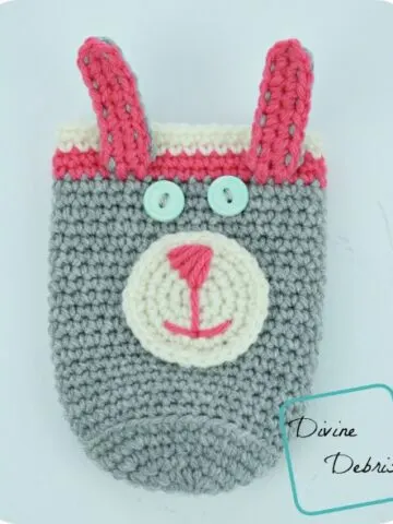 Bunny Bottle/ Can Cozy free crochet pattern by DivineDebris.com