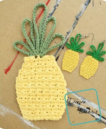 Free Pineapple Applique/ earring combo crochet pattern by DivineDebris.com