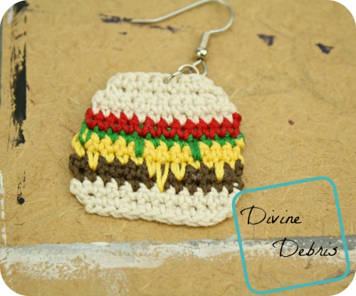 Anna Burger Earrings, a free crochet earring pattern by DivineDebris.com