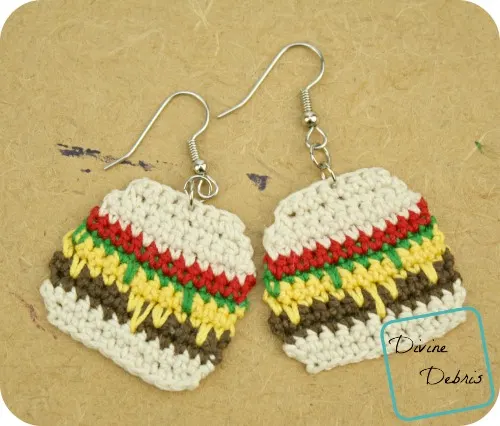 Anna Burger Earrings, a free crochet earring pattern by DivineDebris.com