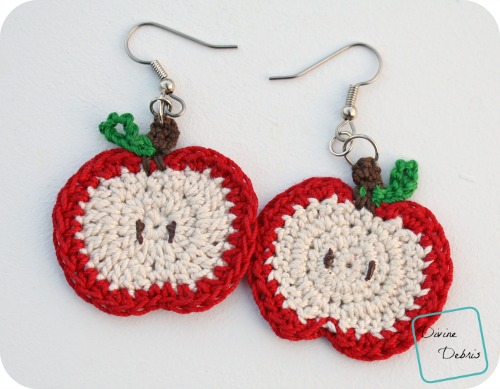 handmade earrings cozy quirky apple of my eye: crochet apple cottagecore novelty cute kitschy