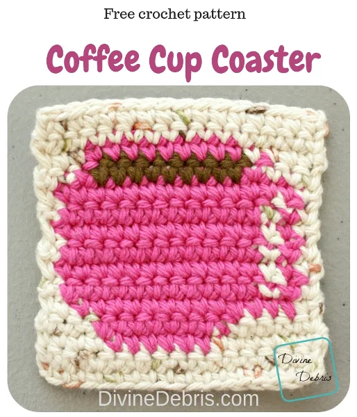 Coffee Cup Coaster free crochet pattern by DivineDebris.com #crochet #freepattern #tapestry #coasters #coffee