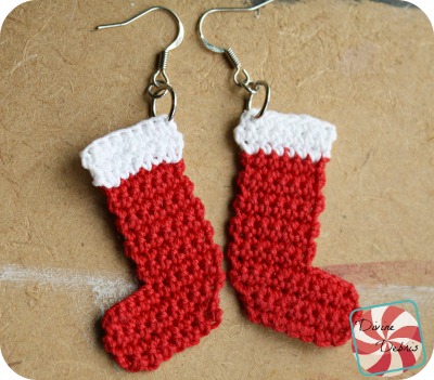 Festive Stocking Earrings Free Crochet Pattern