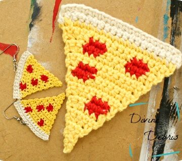 Pizza Earrings and Applique crochet patterns by DivineDebris.com