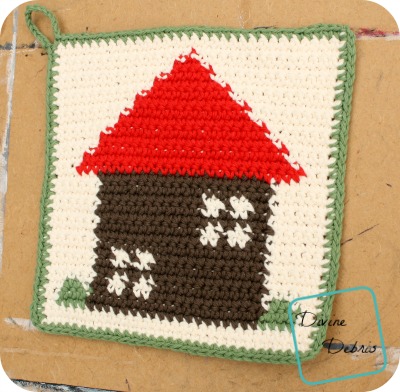 Cute House Hot Pad crochet pattern by DivineDebris.com