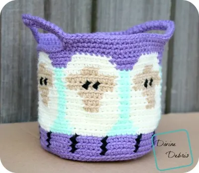 Dancing Sheep Basket crochet pattern by DivineDebris.com