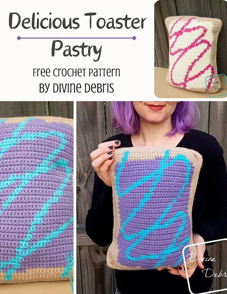 Learn to make an amigurumi that looks very much like your favorite breakfast snack, the Delicious Toaster Pastry free crochet pattern by DivineDebris.com