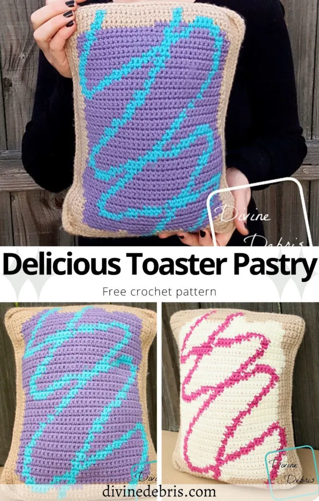 Learn to make an ami that looks like your favorite breakfast snack, the Delicious Toaster Pastry free crochet pattern by DivineDebris.com
