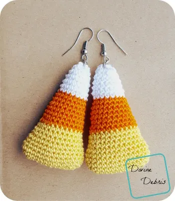 Candy Corn Earrings crochet pattern by DivineDebris.com