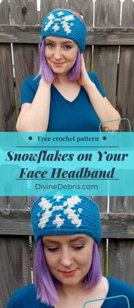 Snowlakes on Your Face Headband free crochet pattern by DivineDebris.com