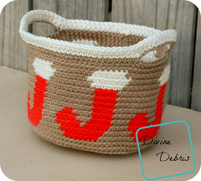 Joyful Stocking Basket free crochet pattern by DivineDebris.com