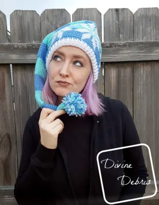 Stocking Snowflake Hat crochet pattern by DivineDebris.com