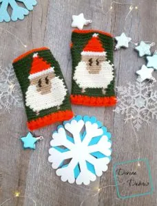 We’re All Festive Here – Sheep in Santa Hats Fingerless Gloves Free Crochet Pattern