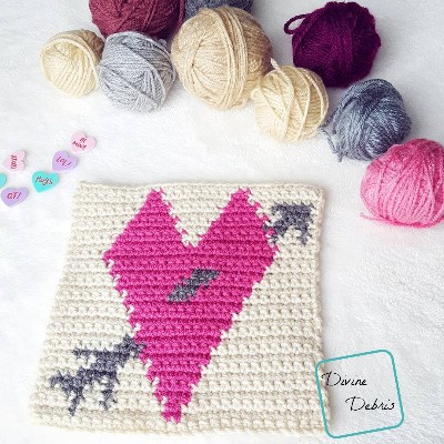 8" Tapestry Heart Afghan Square free crochet pattern by Divine Debris
