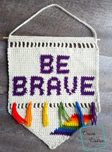 Be Brave Wall Hanging free crochet pattern by Divine Debris