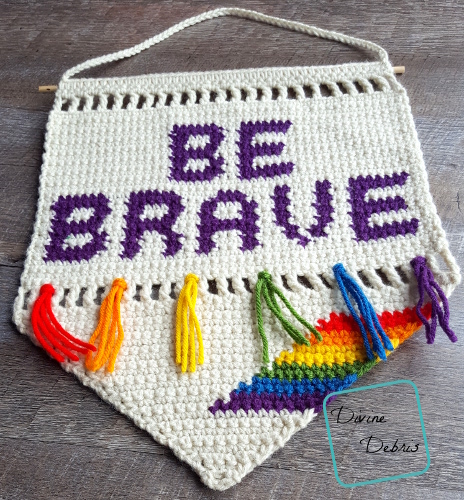 Be Brave Wall Hanging free crochet pattern by Divine Debris