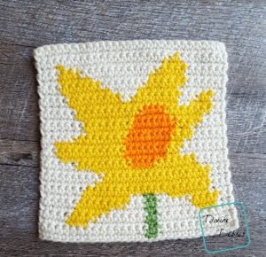 8″ Tapestry Daffodil Afghan Square Free Crochet Pattern