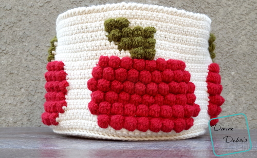 Bobble Apple Basket free crochet pattern by DivineDebris.com