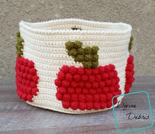 Bobble Apple Basket free crochet pattern by DivineDebris.com