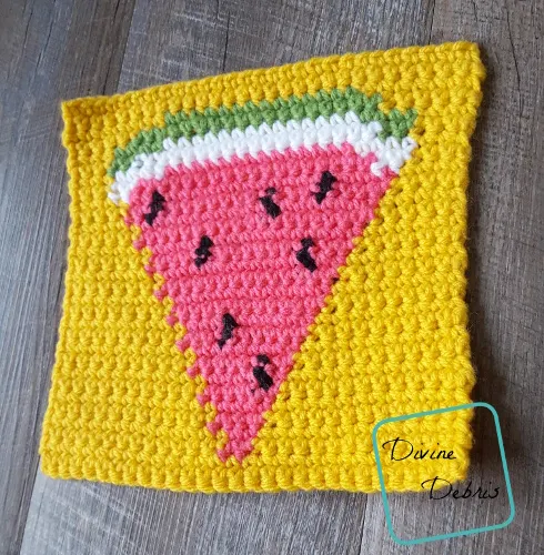 8" Tapestry Watermelon Afghan Square crochet pattern by divinedebris.com
