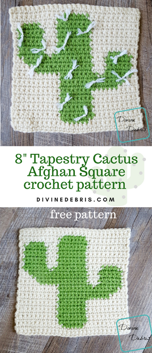 8" Tapestry Cactus Afghan Square free crochet pattern by divinedebris.com