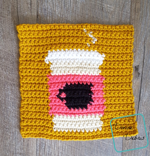 8" Tapestry Coffee Mug Afghan Square free crochet pattern by DivineDebris.com