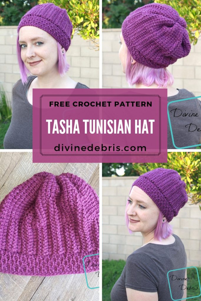 Tasha Tunisian Hat free crochet pattern from DivineDebris.com