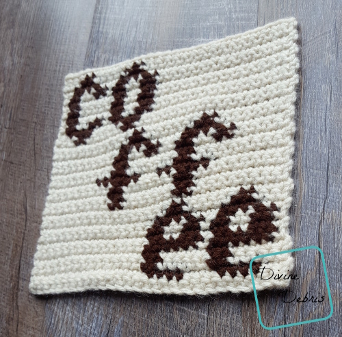 8" Tapestry Coffee Afghan Square free crochet pattern by DivineDebris.com