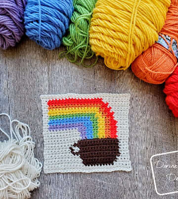 8″ Tapestry Rainbow and Coffee Afghan Square free crochet pattern by DivineDebris.com