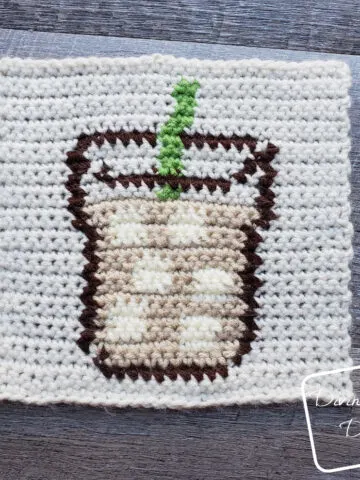 Learn to make a 8″ Tapestry Iced Coffee Afghan Square free crochet pattern by DivineDebris.com