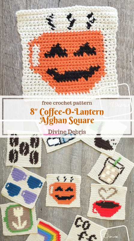 8″ Tapestry Coffee-O-Lantern Afghan Square a free crochet pattern by DivineDebris.com