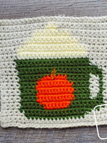 8″ Tapestry Pumpkin Spice Latte Afghan Square a free crochet pattern by DivineDebris.com