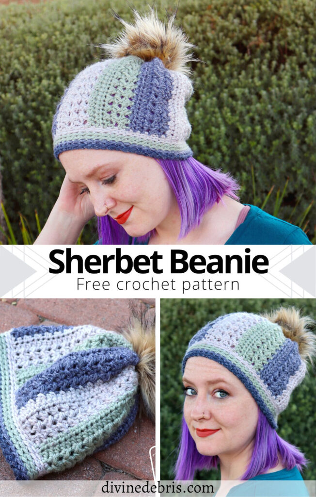 The simple and fast Sherbet Beanie crochet pattern will be one of your favorite stashbusting designs for any season and makes a perfect gift.