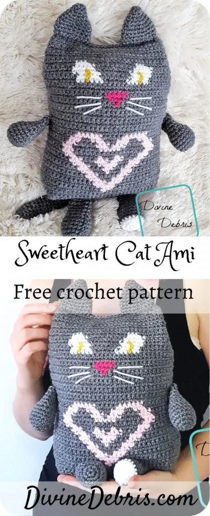 Get festive for Valentine's Day or make something special for that cat-lover in your life, with the Sweetheart Cat Ami free crochet pattern