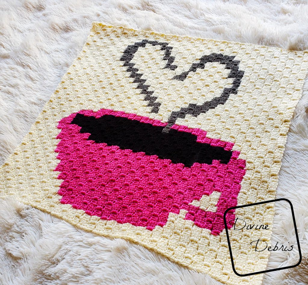 Heart and Cup C2C Afghan Square free crochet pattern by DivineDebris.com