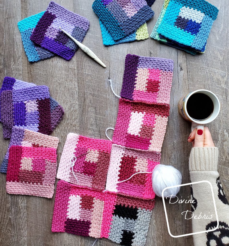Learn how to make the Linen Log Cabin Square from a free crochet pattern by DivineDebris.com