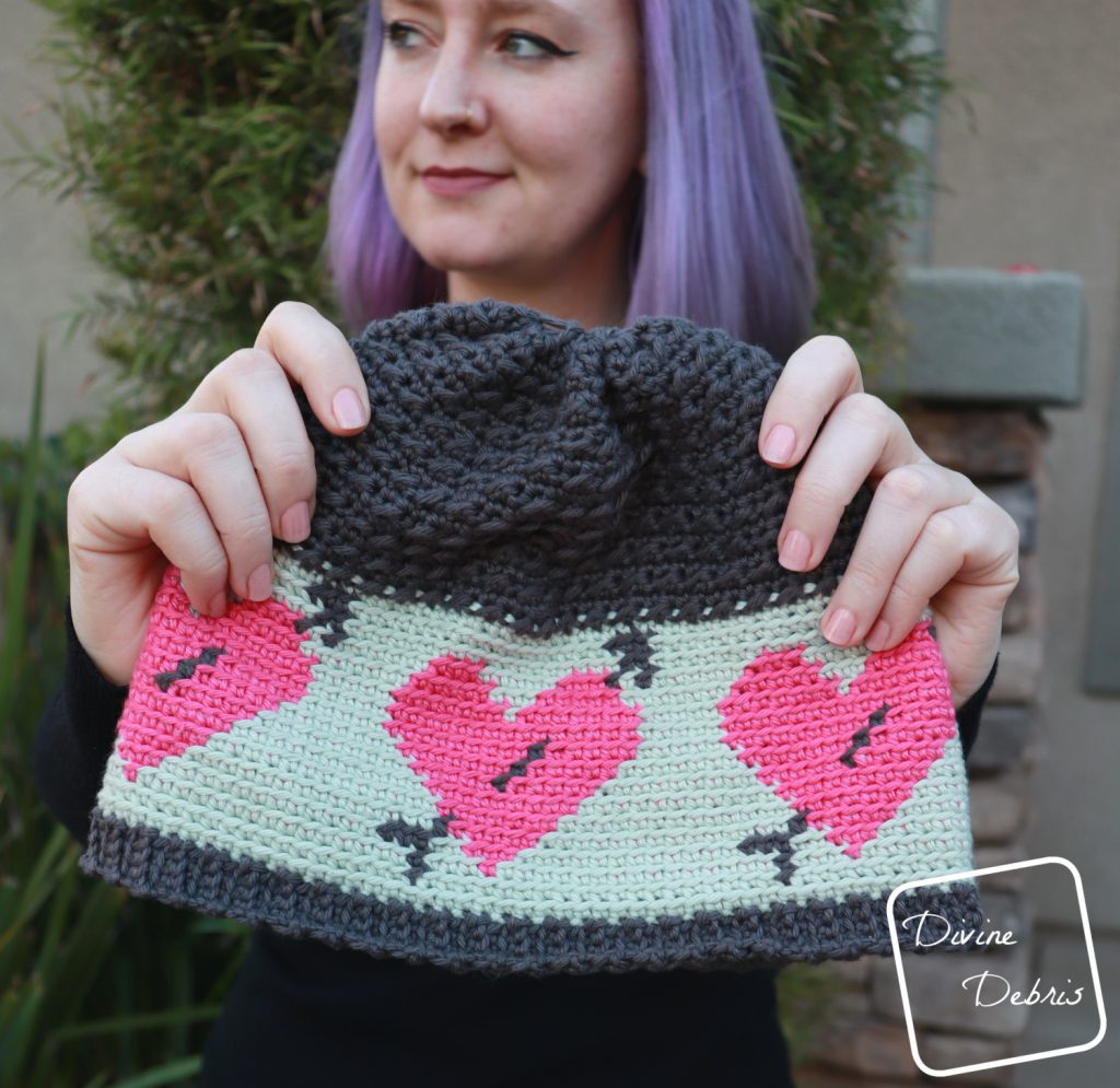 Love Struck Beanie free crochet pattern by DivineDebris.com