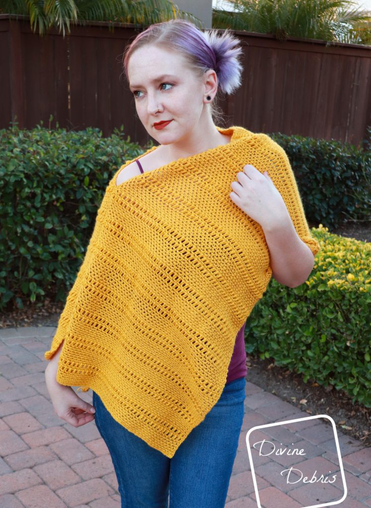 Learn to make the Whitney Poncho from a free crochet pattern by DivineDebris.com