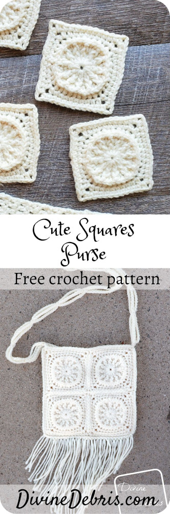 Learn to make a fun and geometric purse, the Cute Squares Purse, from a free crochet pattern on DivineDebris.com#crochet #freepattern #purse