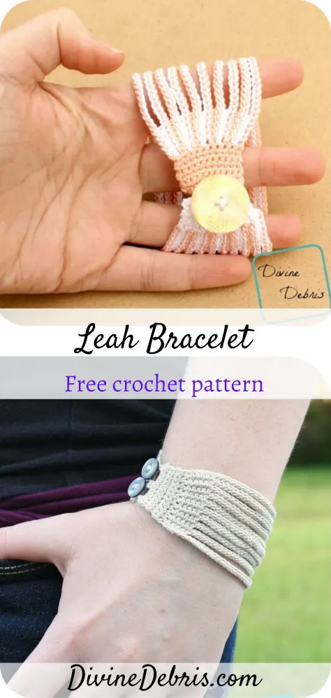 Learn how to make the surprisingly easy and customizable Leah Crochet Bracelet from a free crochet pattern by DivineDebris.com
