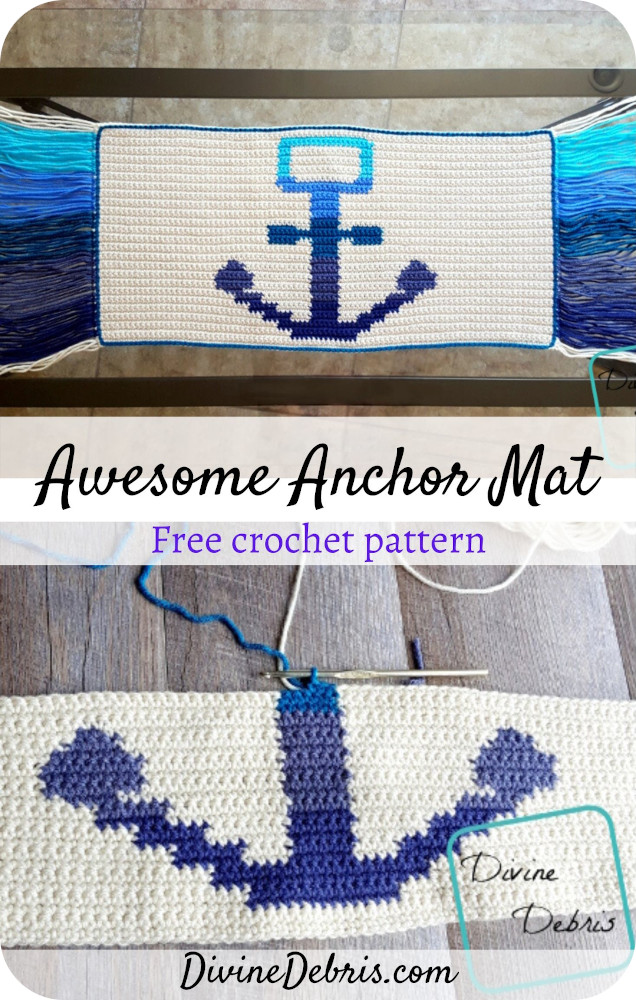 Learn to make the Awesome Anchor Mat for your home or for someone else from this free crochet pattern by DivineDebris.com