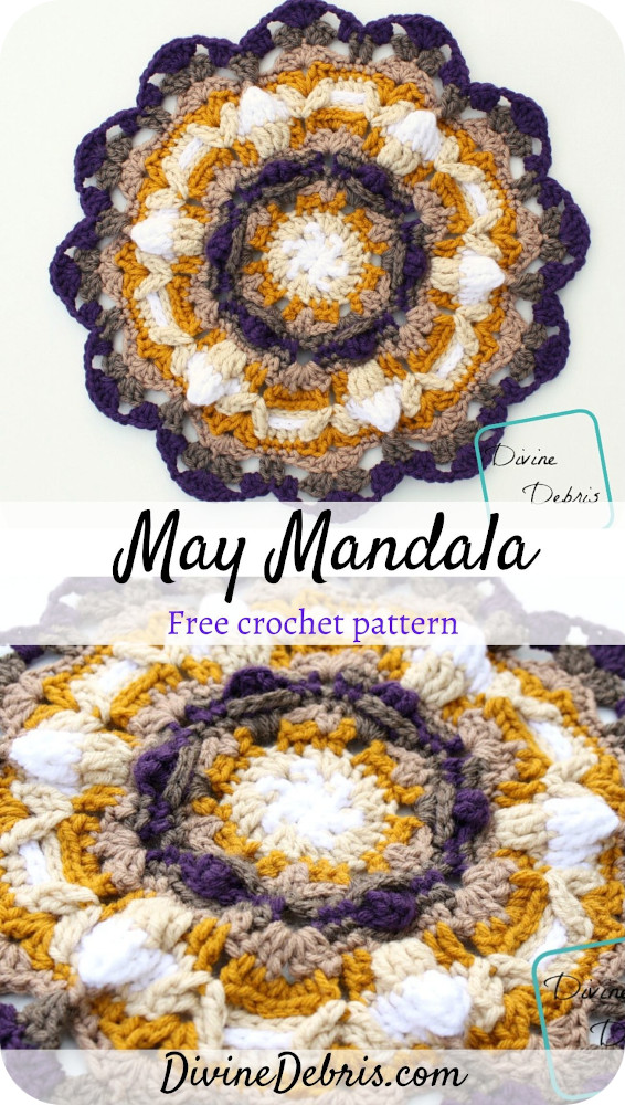 Learn to make the May Mandala, a textured, exciting, and easy, not to mention free, crochet pattern available on DivineDebris.com.
