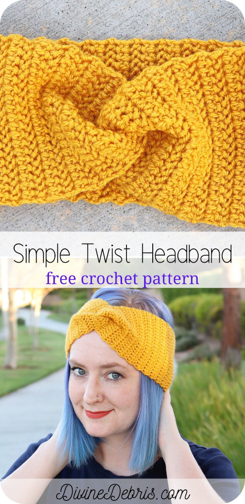 A herringbone half double crochet will be your best friend in this easy, yet classic, free Simple Twist crochet headband pattern.