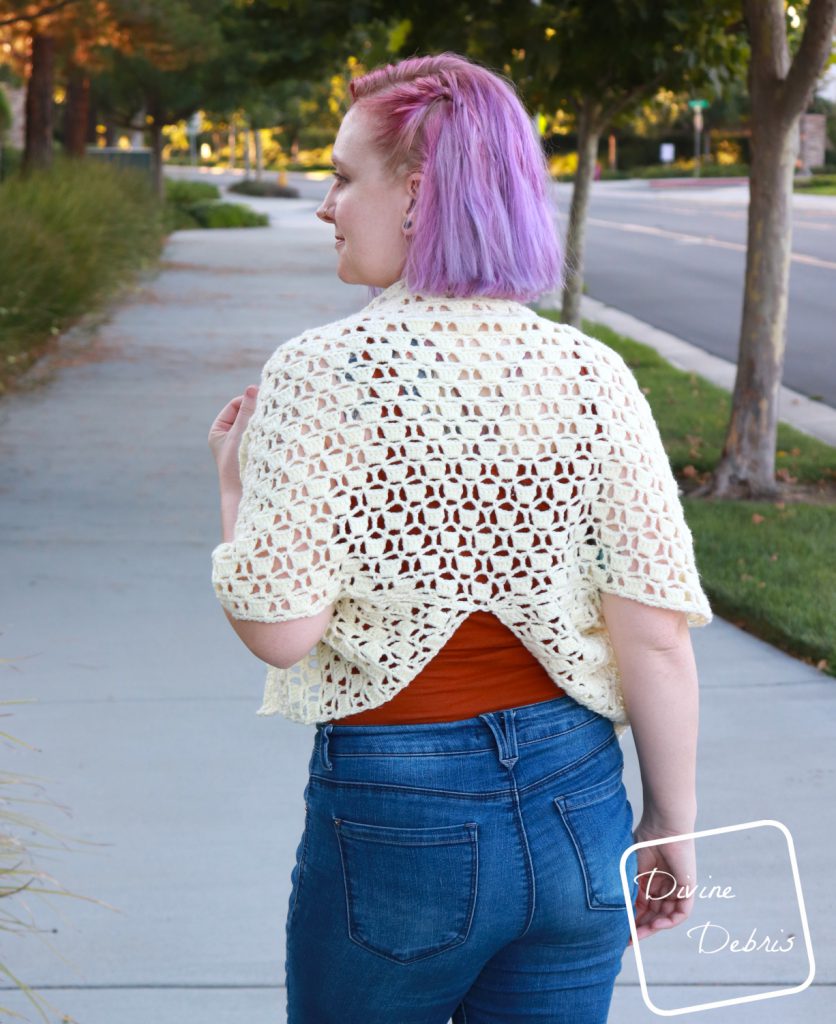 Erin Split-Back Cardigan free crochet pattern by DivineDebris.com