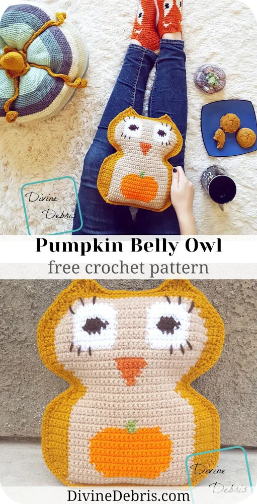 Learn to make the Pumpkin Belly Owl Amigurumi, a fun little creature perfect for Halloween, from free crochet pattern by DivineDebris.com