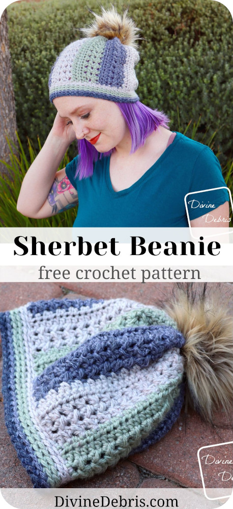 This simple and fast Sherbet Beanie crochet pattern will be one of your favorite stashbusting designs for any season and makes a perfect gift.