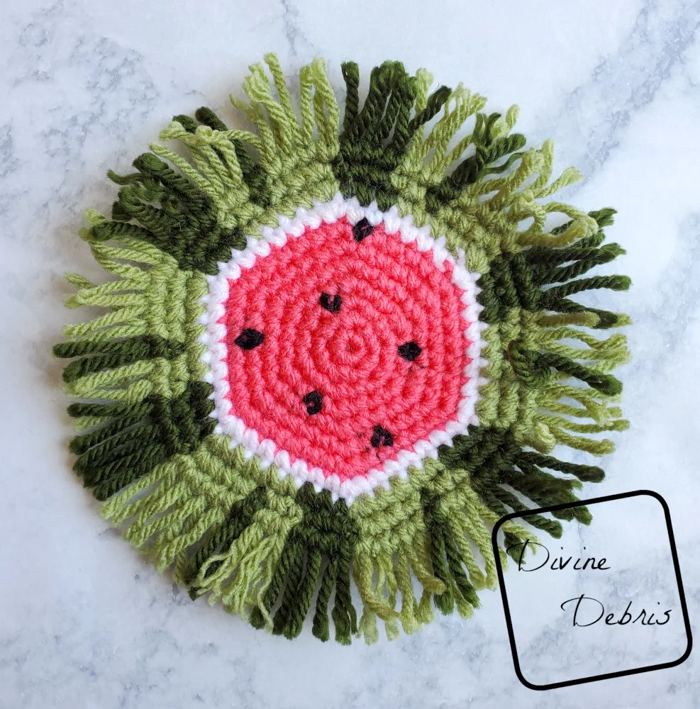 Watermelon Coaster free crochet pattern by DivineDebris.com