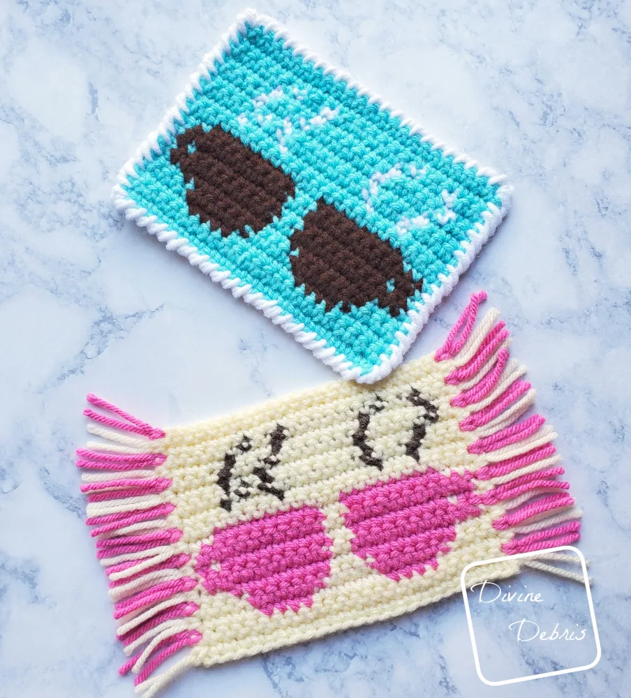 Dress up your favorite beverage with this fun and simple coaster, the Cute Cups Mug Rug, from free crochet pattern on DivineDebris.com